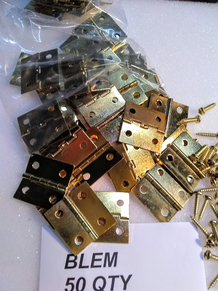 BLEMISHED Hinge 50 pack with Screws Brass Plated
