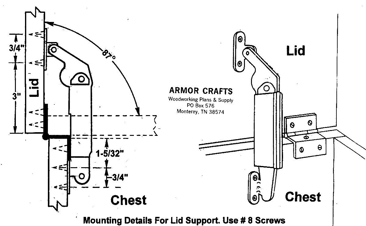 Anti Slam Toy Box Lid Support sku77058 Woodworking Plans & Supply by