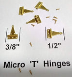 Solid Brass MICRO T  Dollhouse Hinge 3/8" x 1/2"
